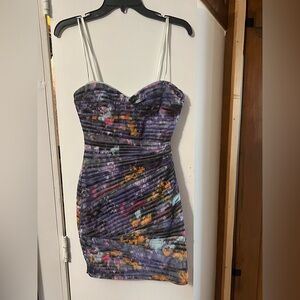 BCBGMaxAzria Purple Blue Ruched Bodycon Dress